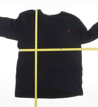 Superdry Men's Black Long Sleeve Cotton Crew Neck Top XL