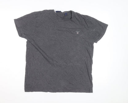 GANT Men's Grey Regular Fit Crew Neck Cotton T-Shirt M
