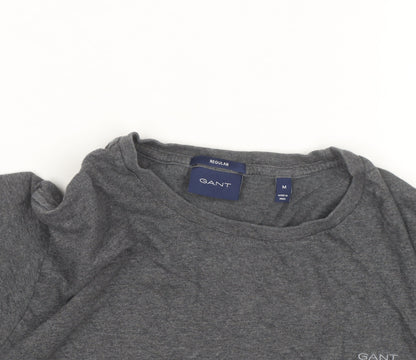 GANT Men's Grey Regular Fit Crew Neck Cotton T-Shirt M