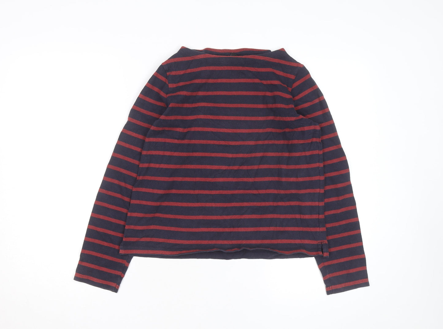 Uniqlo Men Blue Red Striped Long Sleeve Cotton Top S