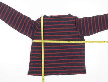 Uniqlo Men Blue Red Striped Long Sleeve Cotton Top S