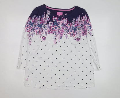 Joules Womens Multicoloured Floral Polka Dot Cotton 3/4 Sleeve T-Shirt Size 18