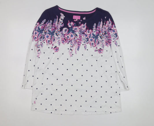 Joules Womens Multicoloured Floral Polka Dot Cotton 3/4 Sleeve T-Shirt Size 18