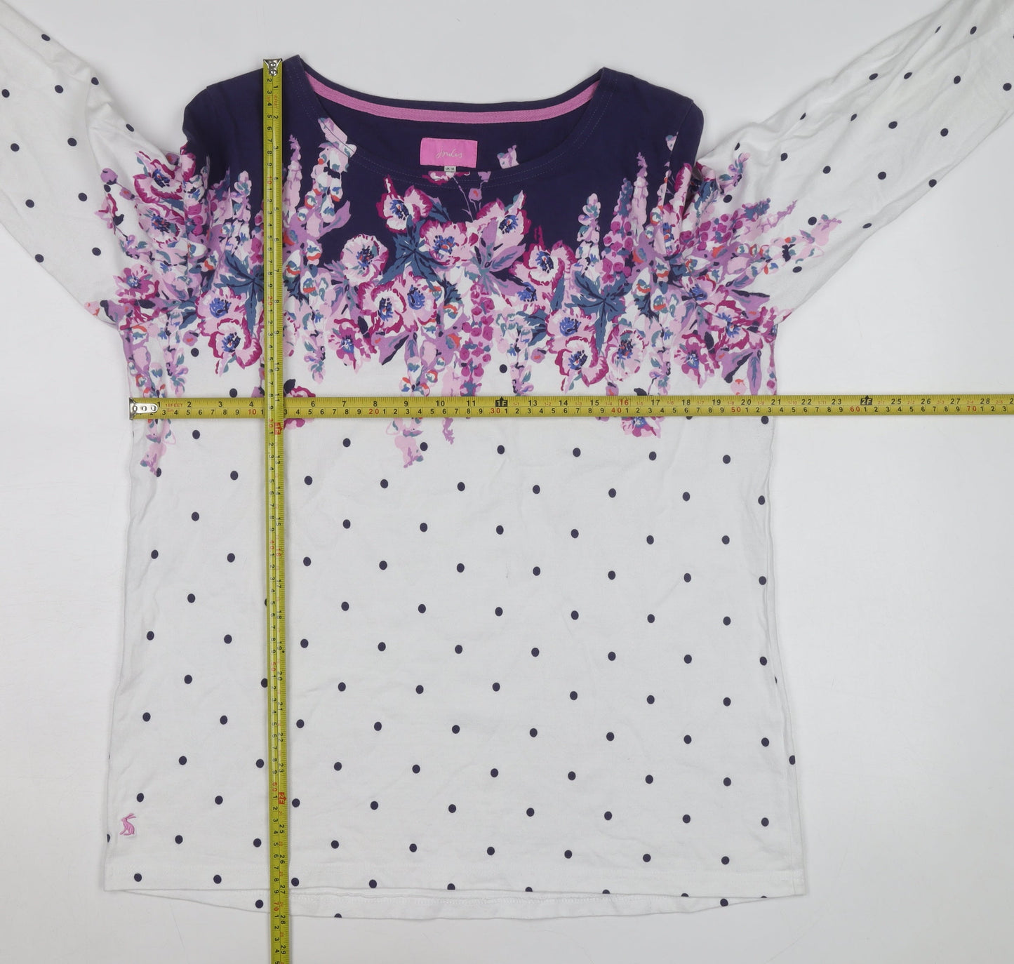 Joules Womens Multicoloured Floral Polka Dot Cotton 3/4 Sleeve T-Shirt Size 18