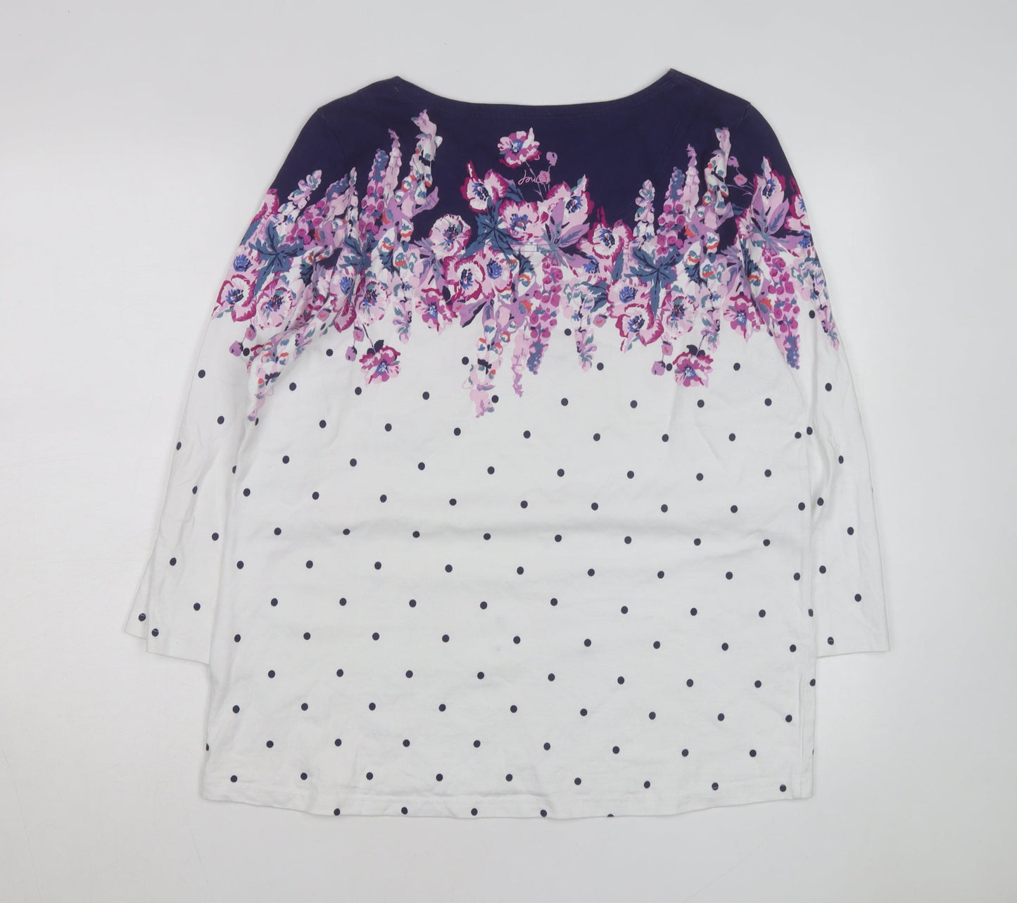 Joules Womens Multicoloured Floral Polka Dot Cotton 3/4 Sleeve T-Shirt Size 18