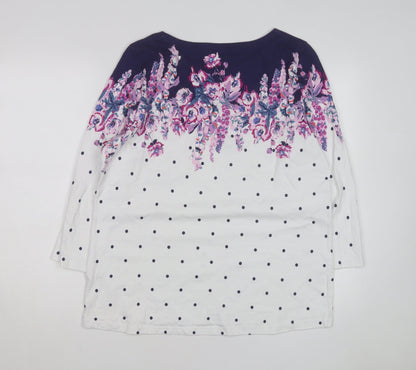 Joules Womens Multicoloured Floral Polka Dot Cotton 3/4 Sleeve T-Shirt Size 18