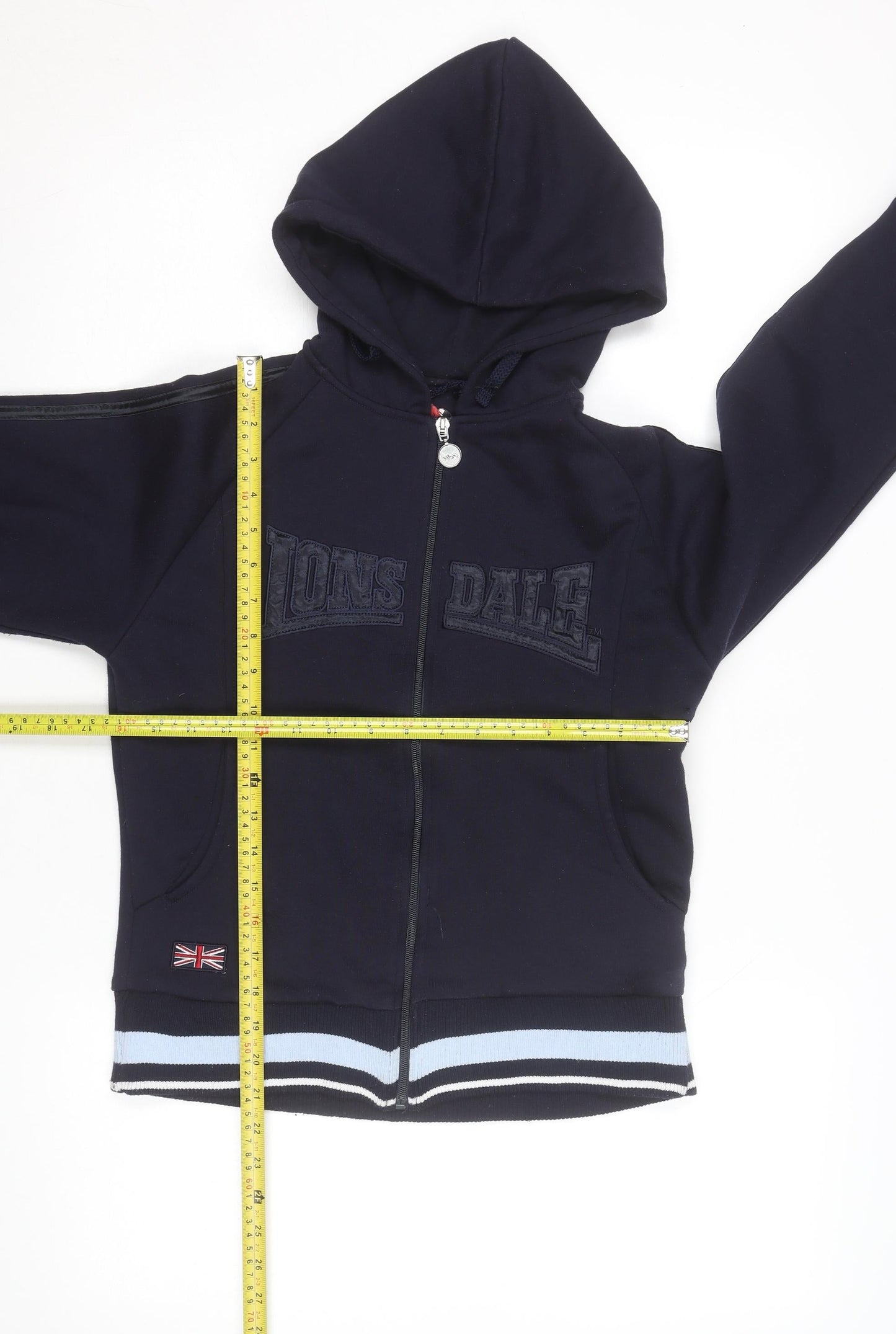 Lonsdale Womens Navy Full Zip Hoodie Size S Polyester Cotton