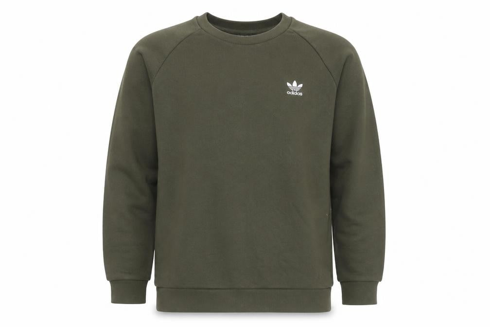 Adidas Men Green Crew Neck Pullover Sweatshirt M Regular Fit