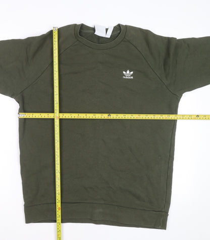Adidas Men Green Crew Neck Pullover Sweatshirt M Regular Fit