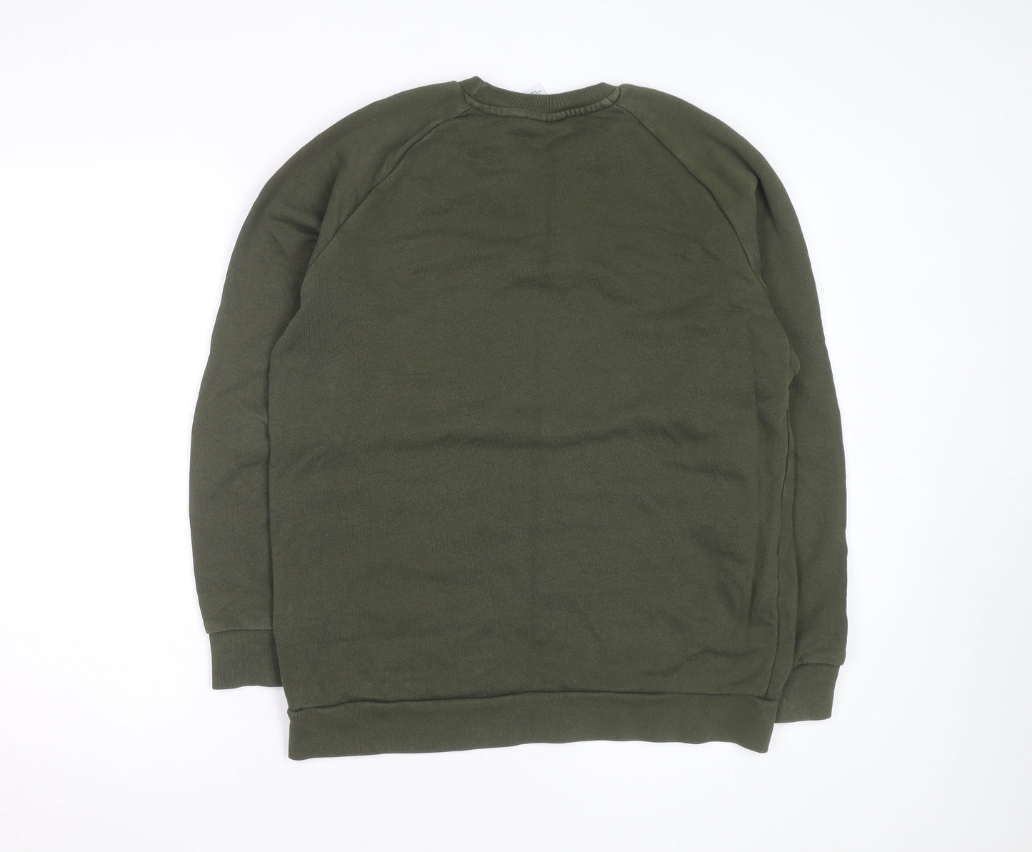 Adidas Men Green Crew Neck Pullover Sweatshirt M Regular Fit