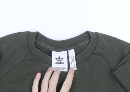 Adidas Men Green Crew Neck Pullover Sweatshirt M Regular Fit