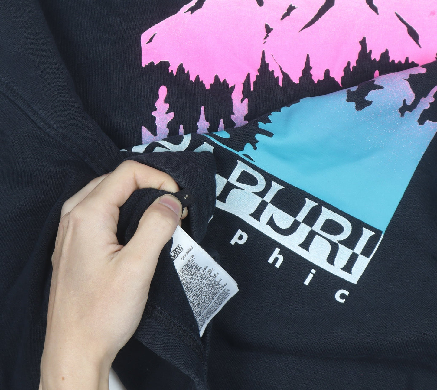 Napapijri Women's Black Cropped Pullover Hoodie Size S Graphic Back