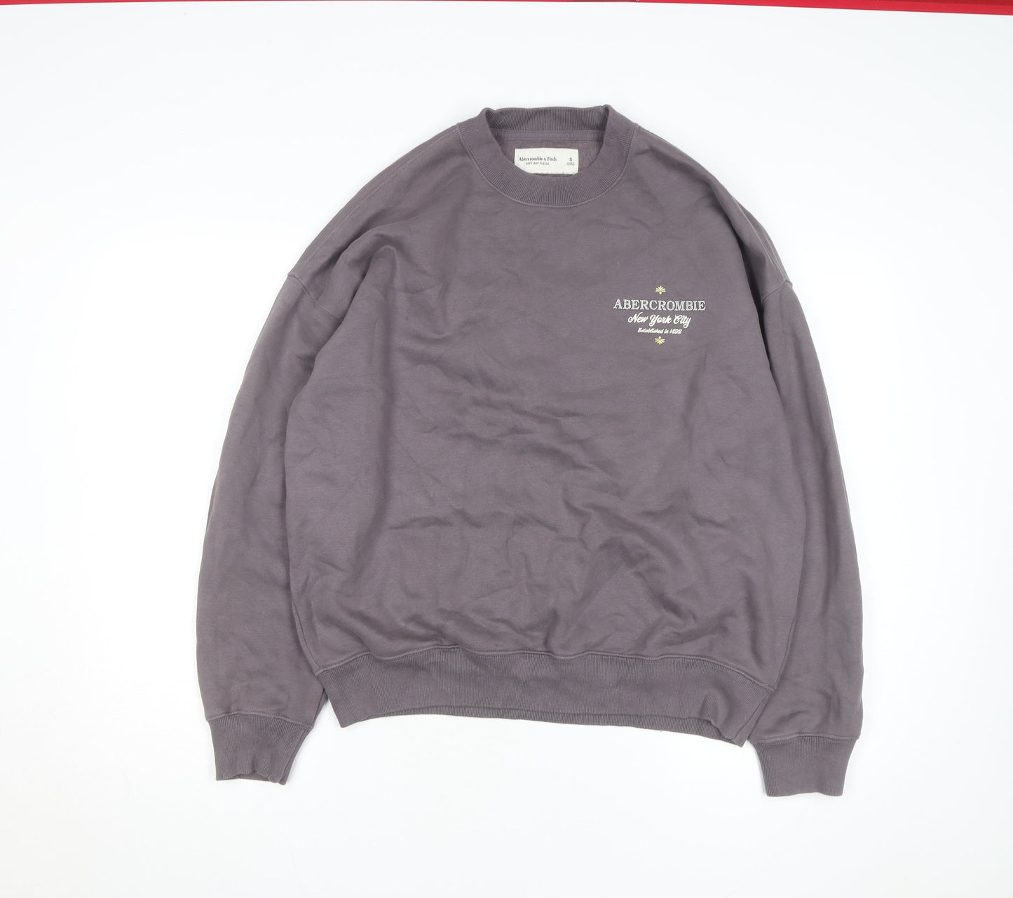 Abercrombie & Fitch Mens Grey Pullover Sweatshirt Size S Logo Fleece