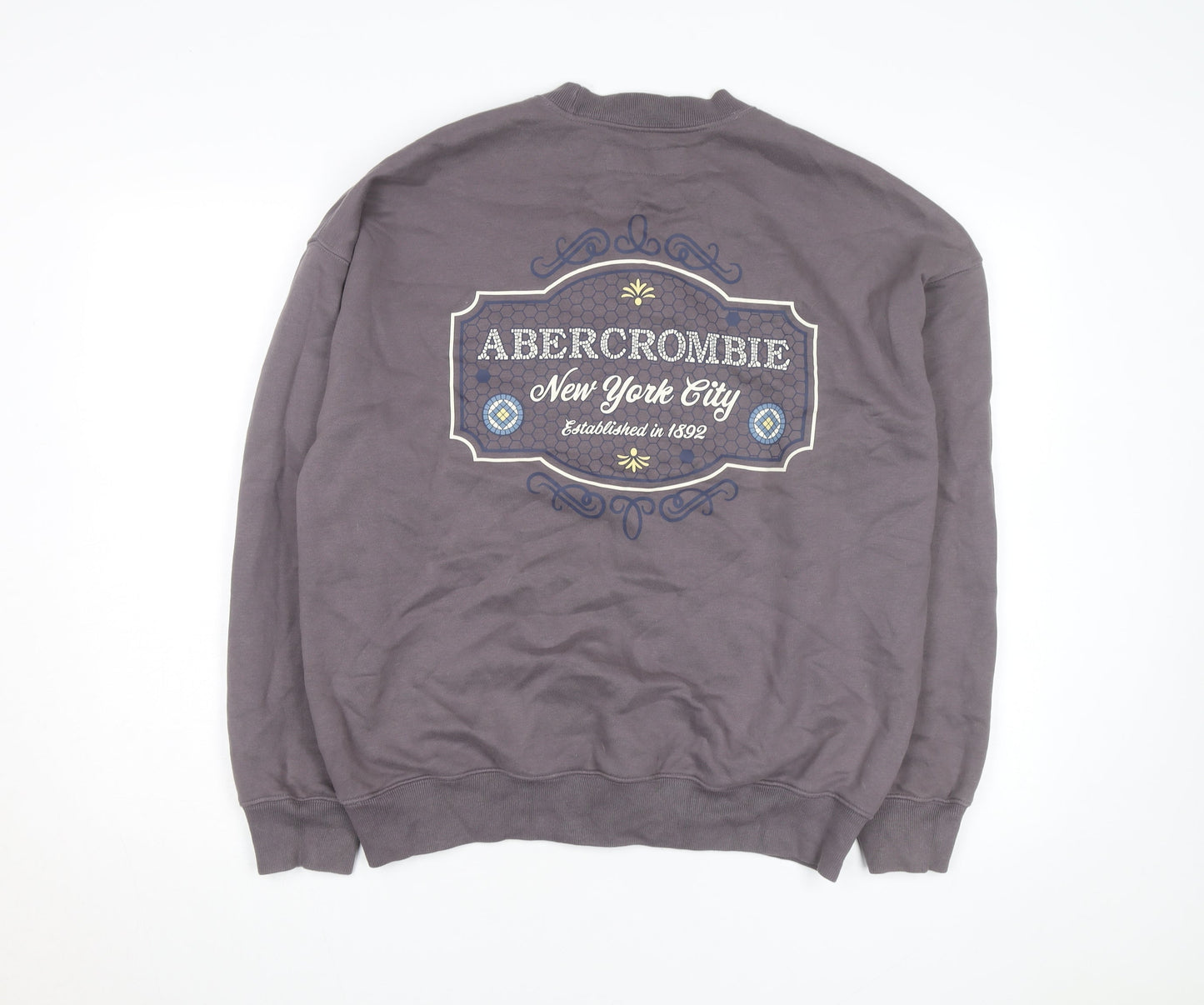 Abercrombie & Fitch Mens Grey Pullover Sweatshirt Size S Logo Fleece