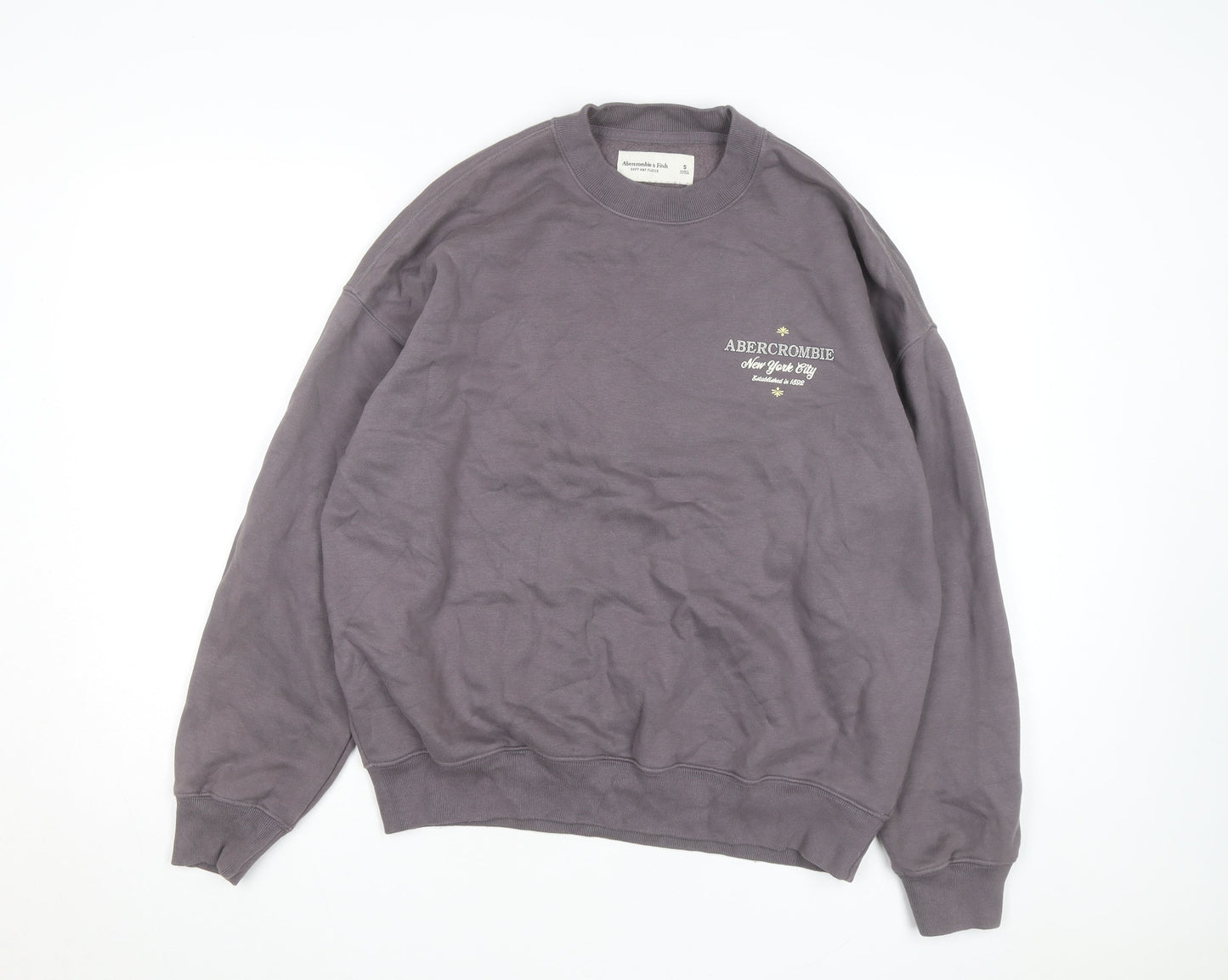 Abercrombie & Fitch Mens Grey Pullover Sweatshirt Size S Logo Fleece