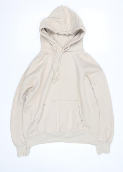 Pull & Bear Unisex Beige Pullover Hoodie Size M Fleece Casual