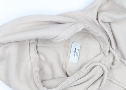 Pull & Bear Unisex Beige Pullover Hoodie Size M Fleece Casual