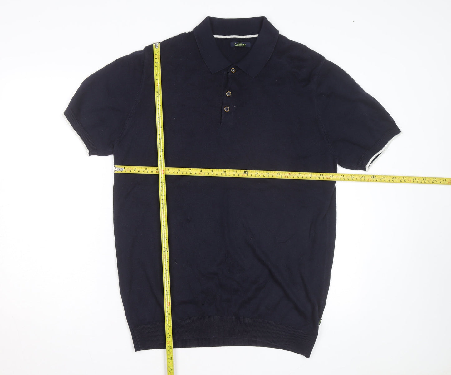 House of Cavani Men's Navy Blue Cotton Short Sleeve Polo Shirt XL