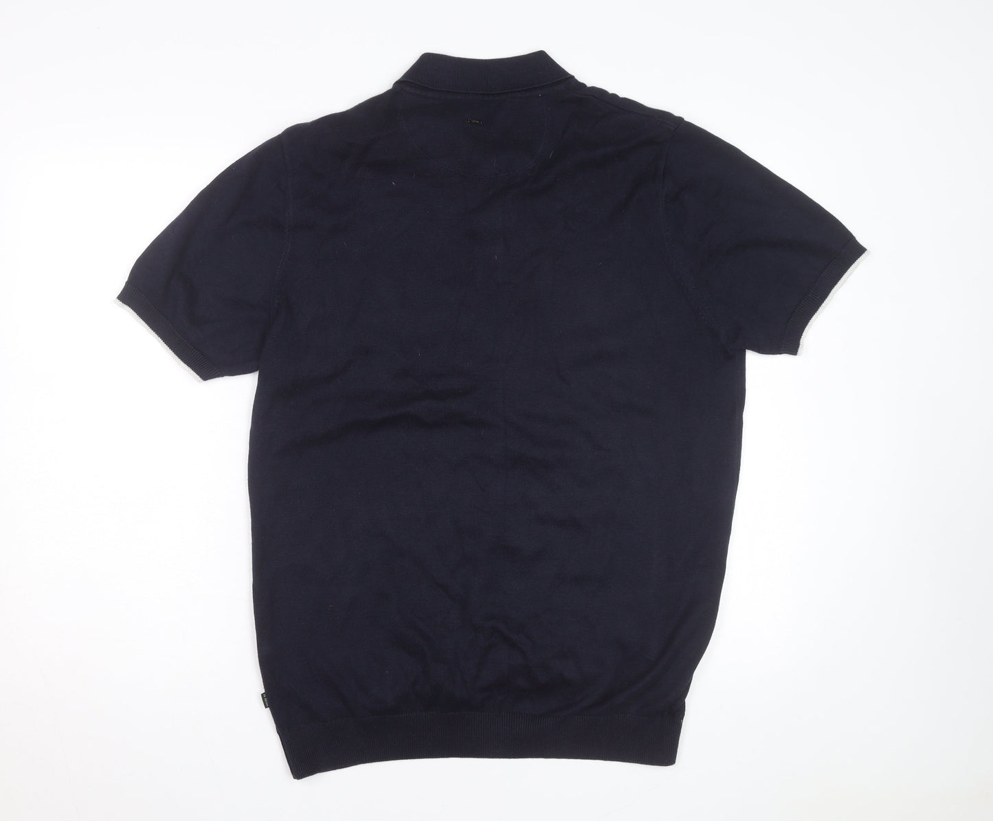 House of Cavani Men's Navy Blue Cotton Short Sleeve Polo Shirt XL