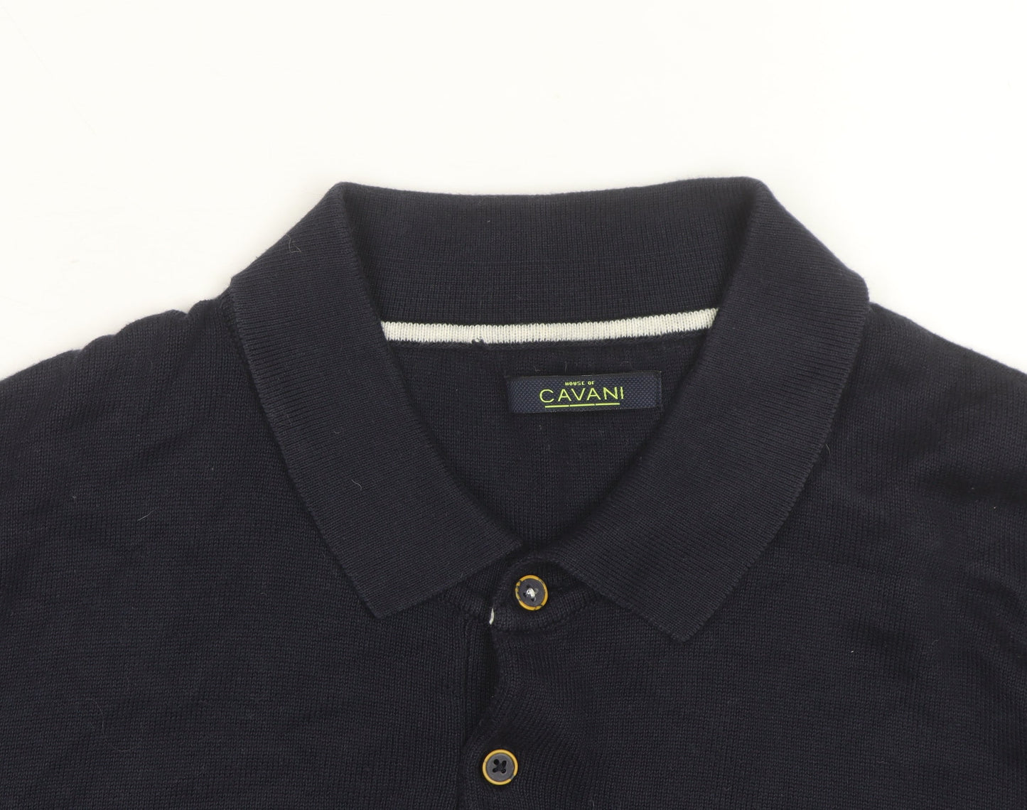 House of Cavani Men's Navy Blue Cotton Short Sleeve Polo Shirt XL