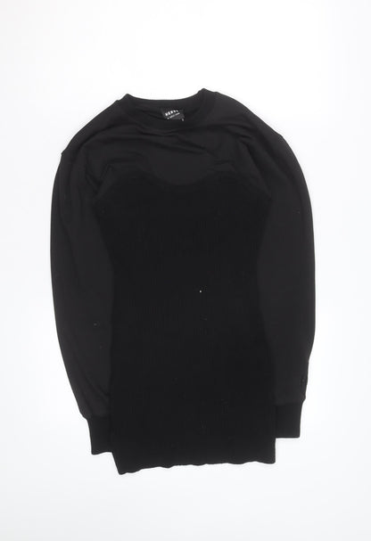 Hervé Léger Women Black Bodycon Long Sleeve Short Dress S