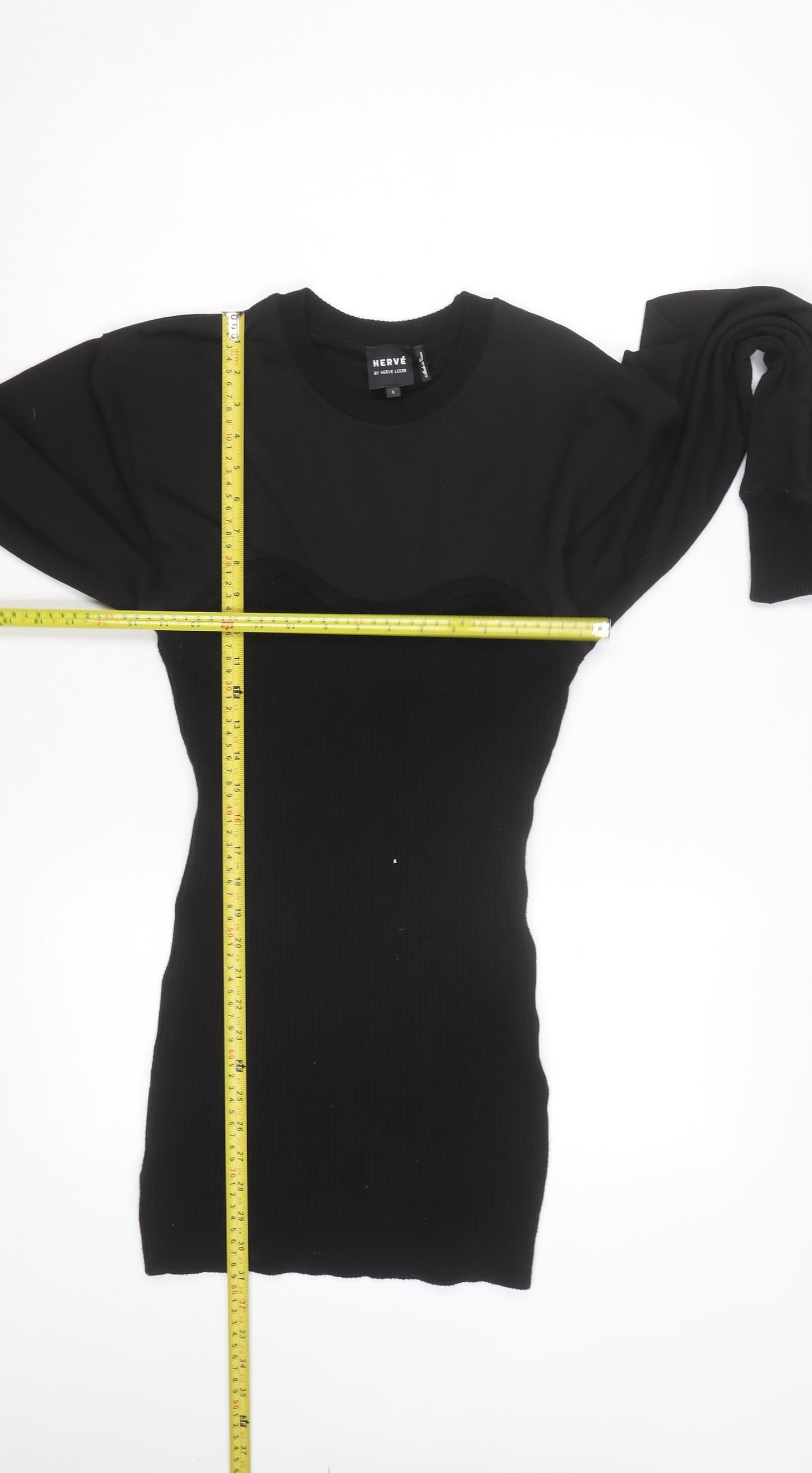Hervé Léger Women Black Bodycon Long Sleeve Short Dress S