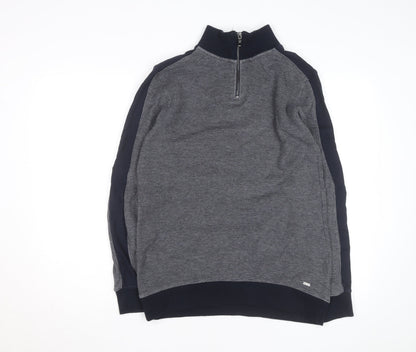 Next Men’s Grey High Neck 1/2 Zip Cotton Jumper Size L