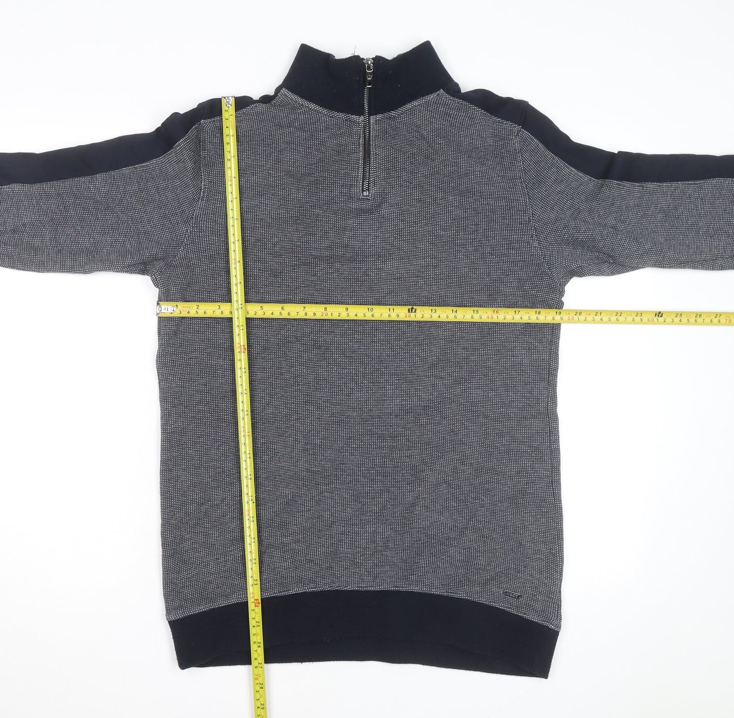 Next Men’s Grey High Neck 1/2 Zip Cotton Jumper Size L