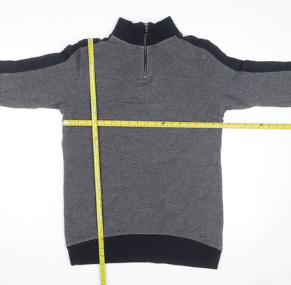 Next Men’s Grey High Neck 1/2 Zip Cotton Jumper Size L