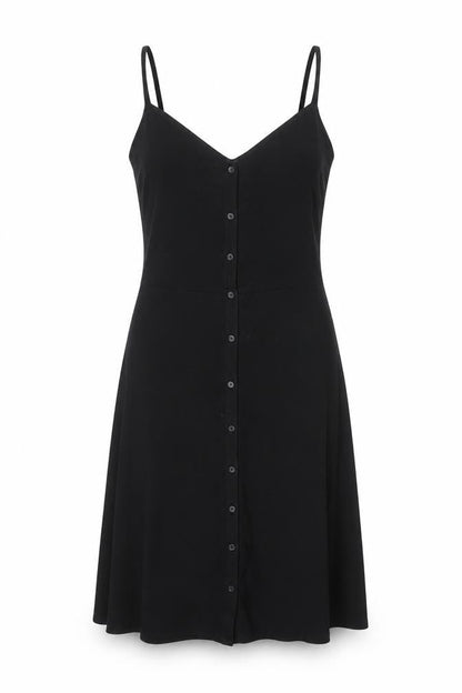 Dorothy Perkins Women’s Black Slip Dress Size 6 Sleeveless Jersey Button Front