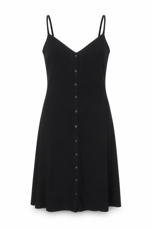 Dorothy Perkins Women’s Black Slip Dress Size 6 Sleeveless Jersey Button Front