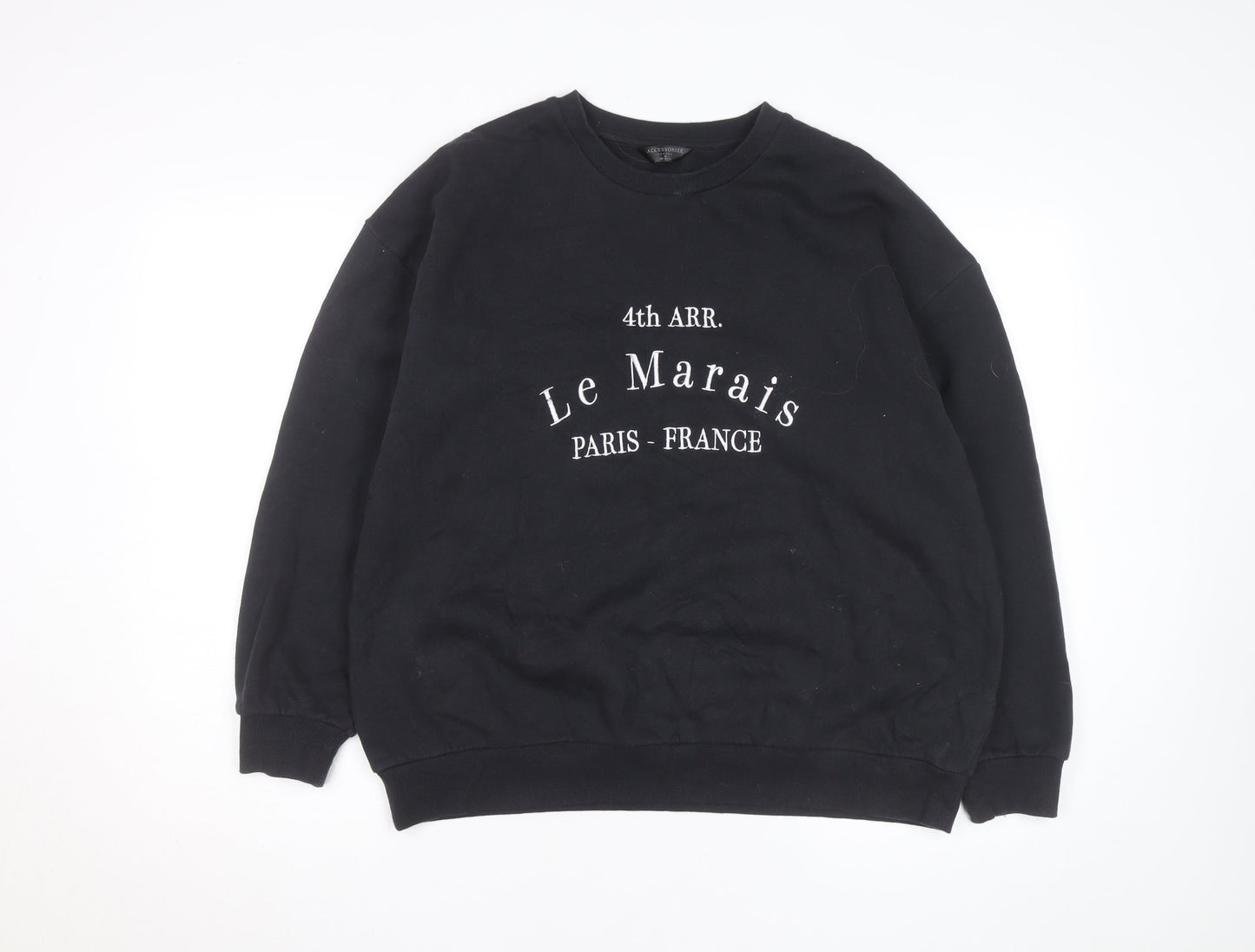 Accessorize Women Black Le Marais Paris Sweatshirt Size 10 Pullover