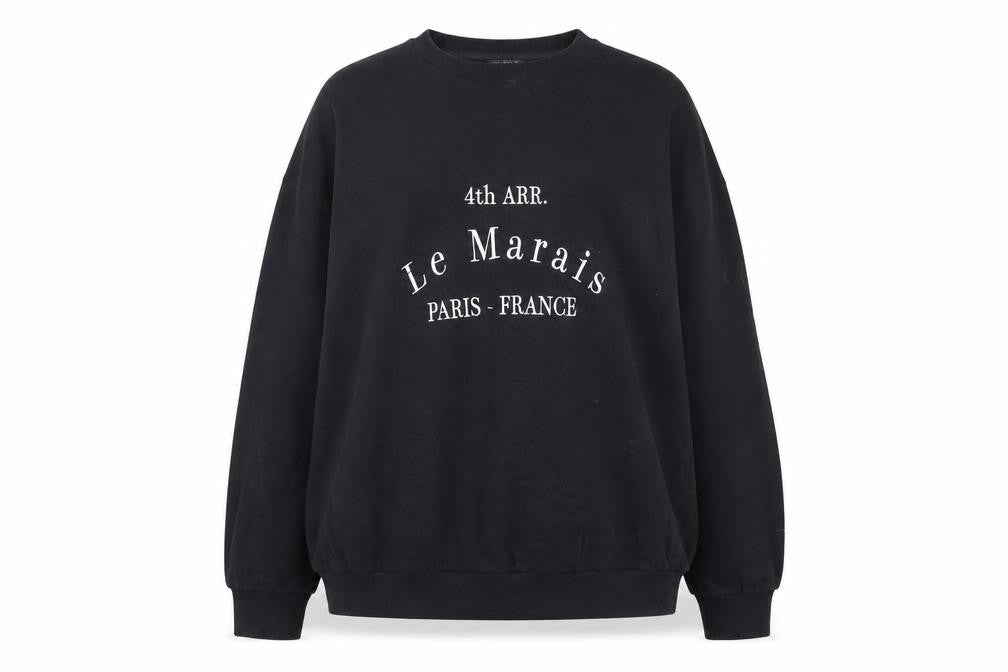 Accessorize Women Black Le Marais Paris Sweatshirt Size 10 Pullover