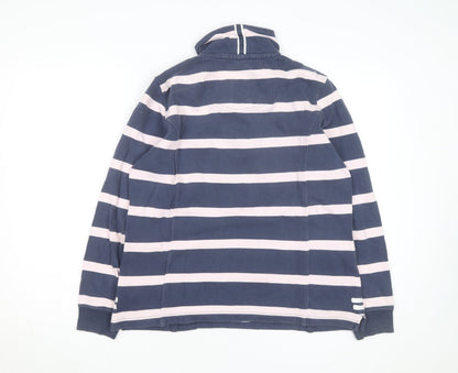 Crew Clothing Women Blue Pink 1/4 Zip Striped Sweatshirt Size 12