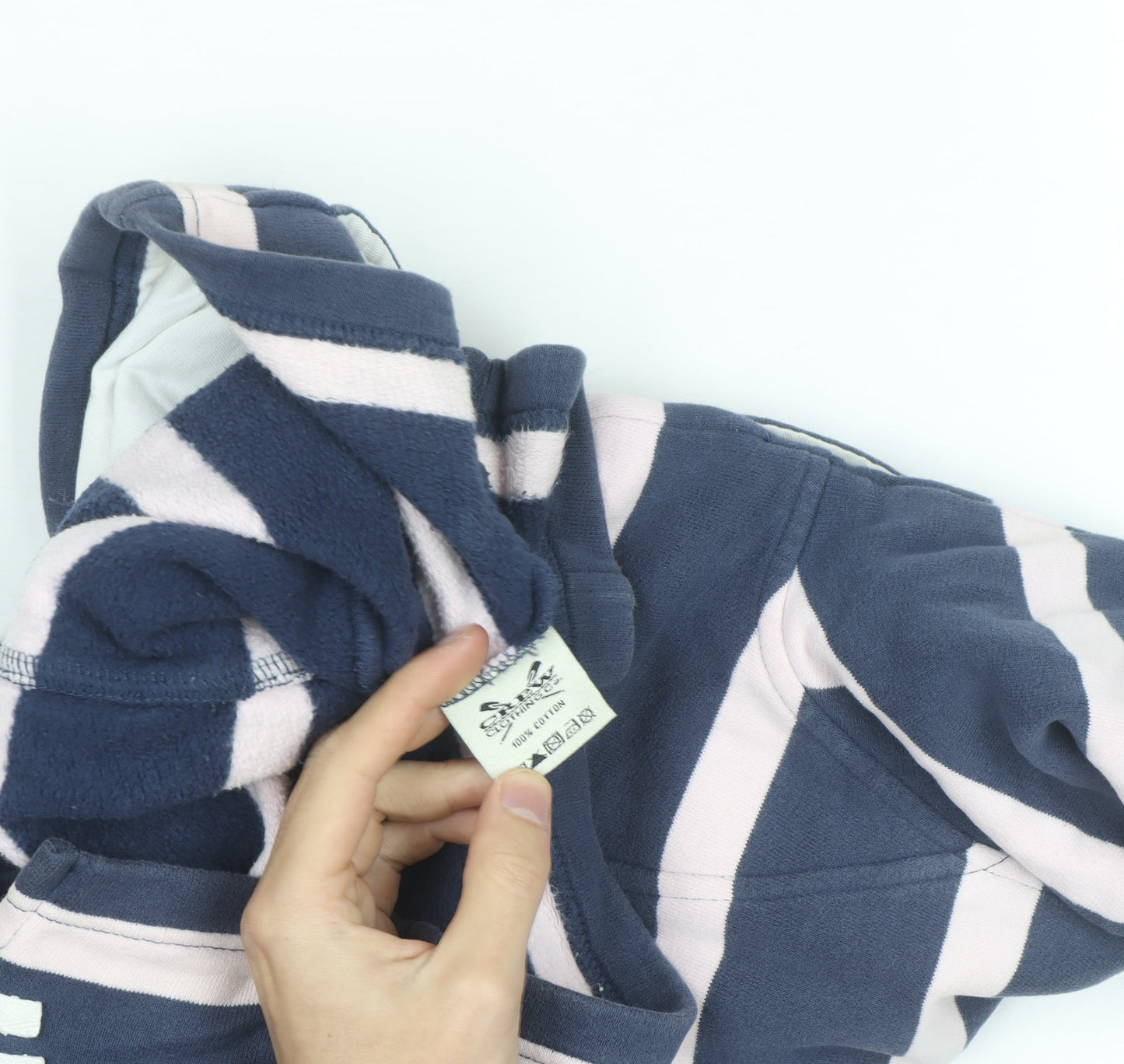 Crew Clothing Women Blue Pink 1/4 Zip Striped Sweatshirt Size 12