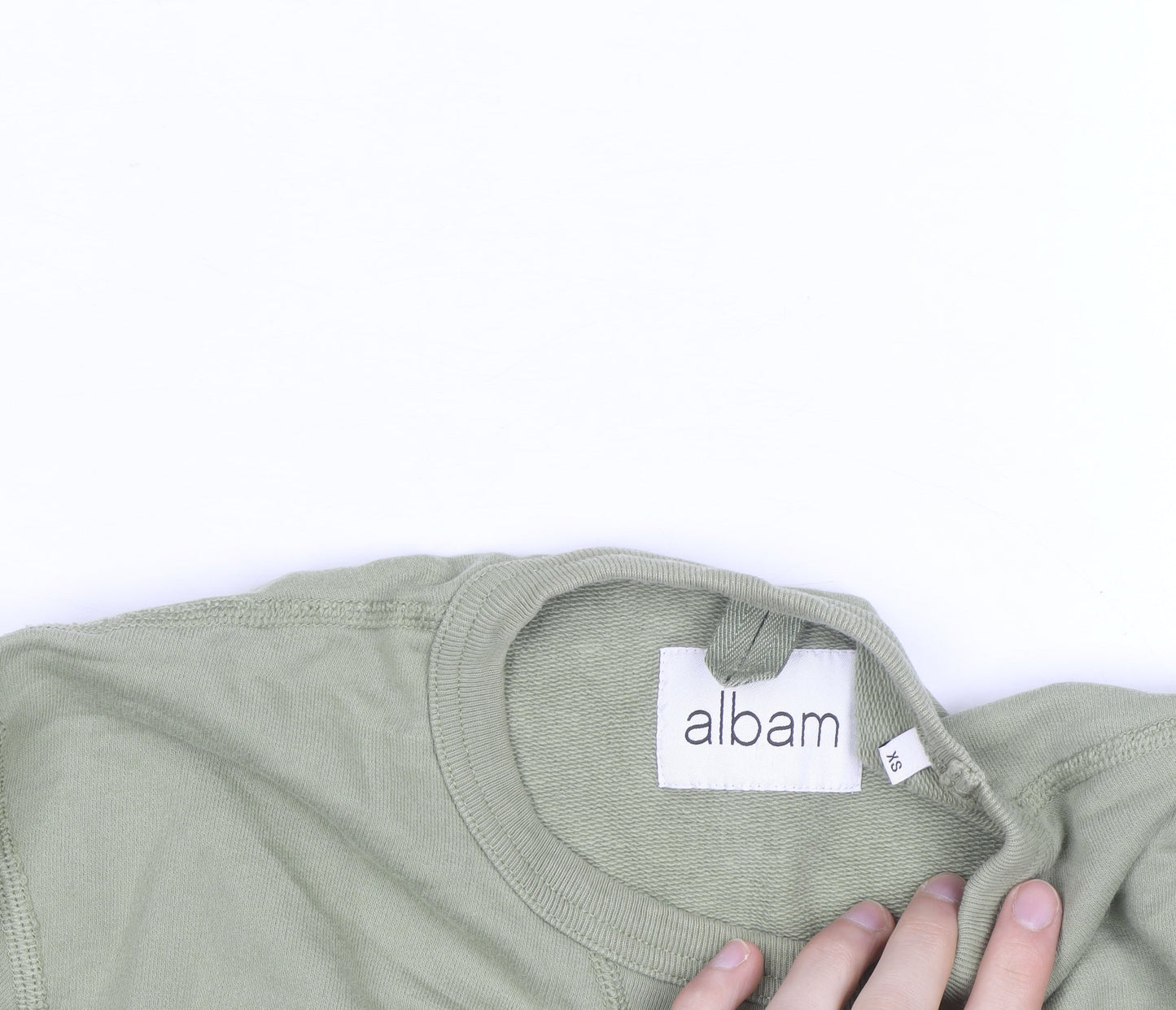 Albam Men's Green XS Crew Neck Cotton Pullover Sweatshirt