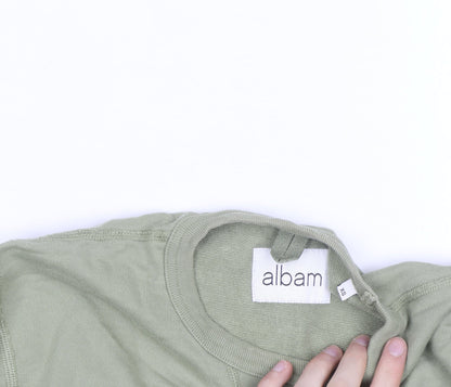 Albam Men's Green XS Crew Neck Cotton Pullover Sweatshirt