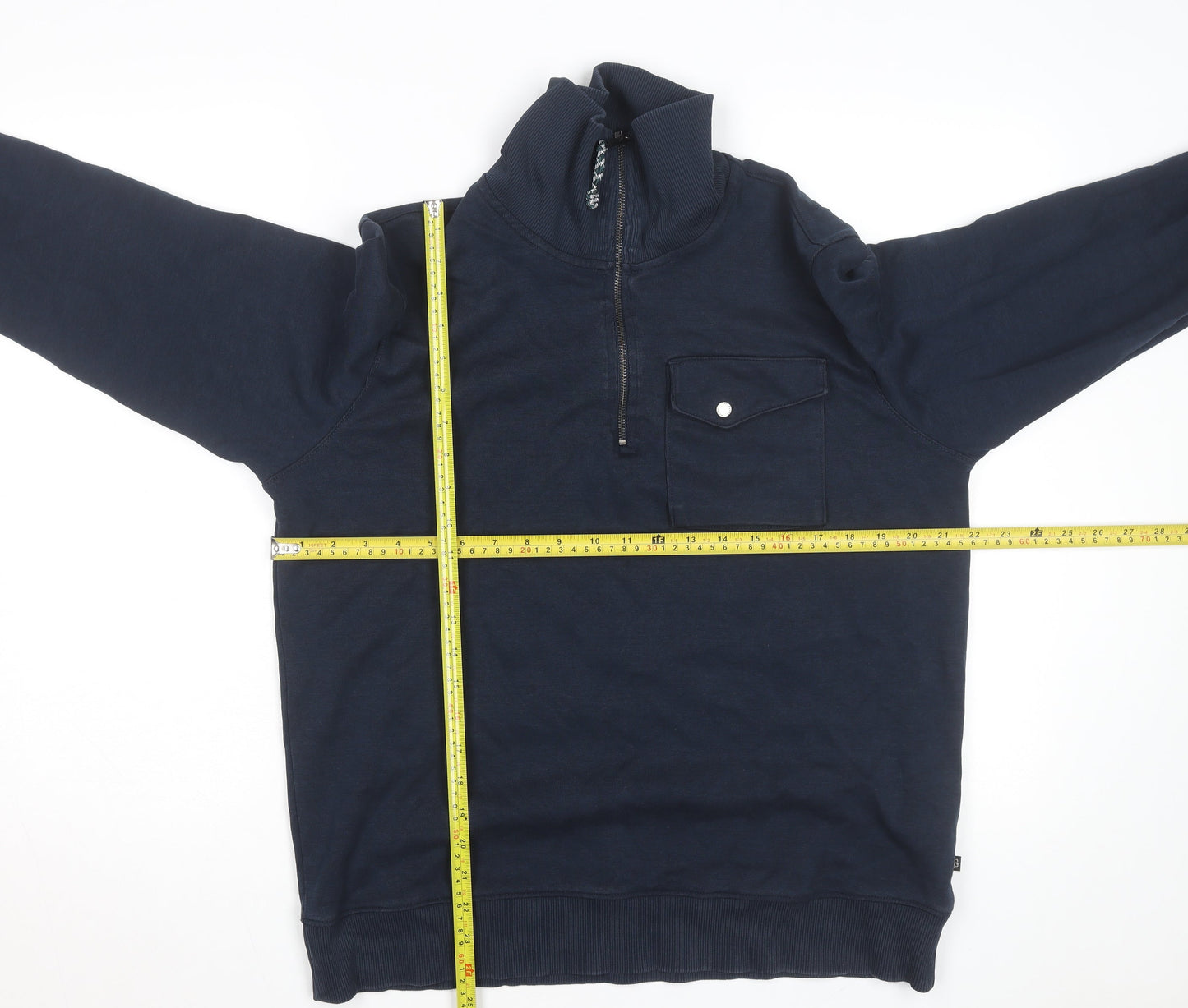 Ted Baker Men's Blue 1/4 Zip Sweatshirt Size L High Neck Cotton
