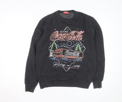 Coca-Cola Men’s Grey Christmas Graphic Pullover Sweatshirt S
