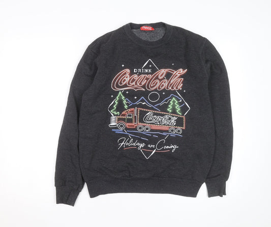 Coca-Cola Men’s Grey Christmas Graphic Pullover Sweatshirt S
