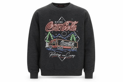 Coca-Cola Men’s Grey Christmas Graphic Pullover Sweatshirt S