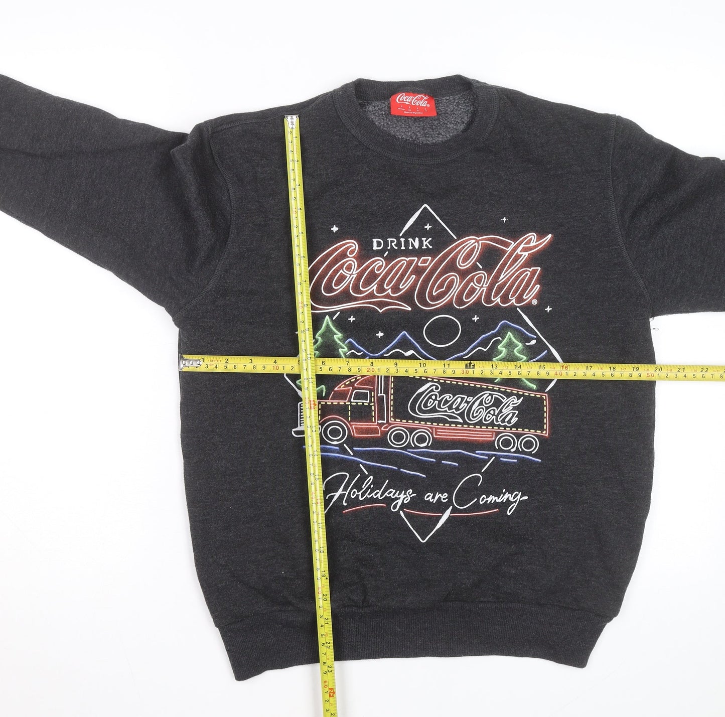 Coca-Cola Men’s Grey Christmas Graphic Pullover Sweatshirt S