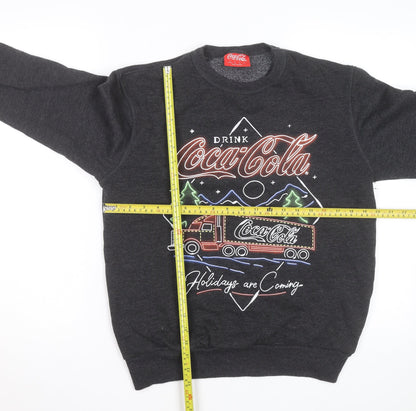 Coca-Cola Men’s Grey Christmas Graphic Pullover Sweatshirt S
