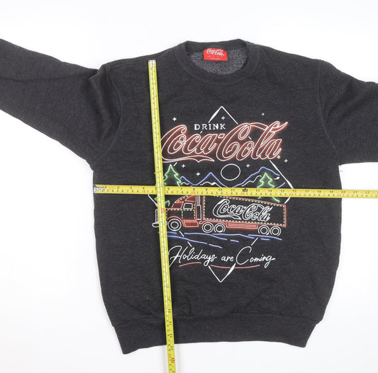 Coca-Cola Men’s Grey Christmas Graphic Pullover Sweatshirt S