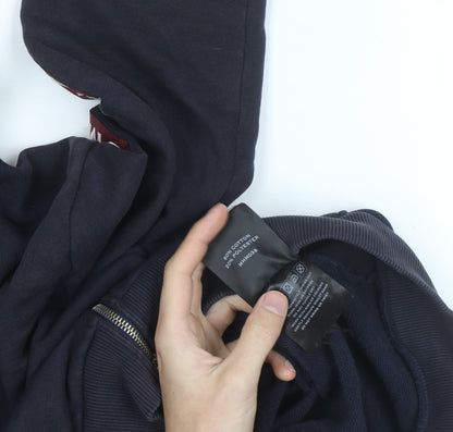 Millionaire Homme Men's Black Full Zip Hoodie M Logo Trim