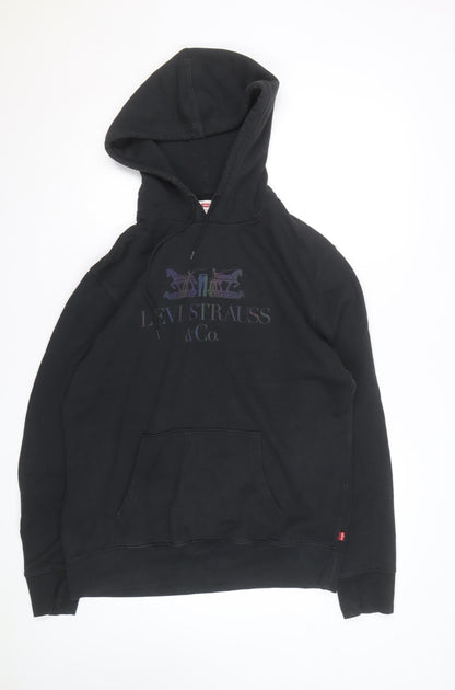 Levi's Men's Black Pullover Hoodie L Regular Fit Graphic Fleece