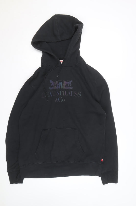 Levi's Men's Black Pullover Hoodie L Regular Fit Graphic Fleece