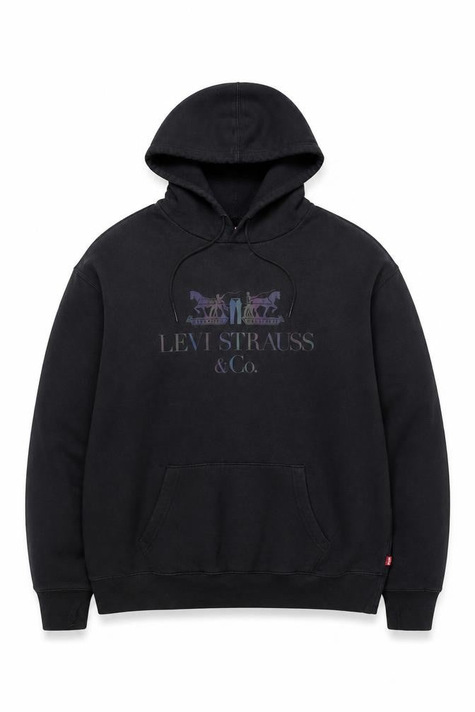 Levi's Men's Black Pullover Hoodie L Regular Fit Graphic Fleece