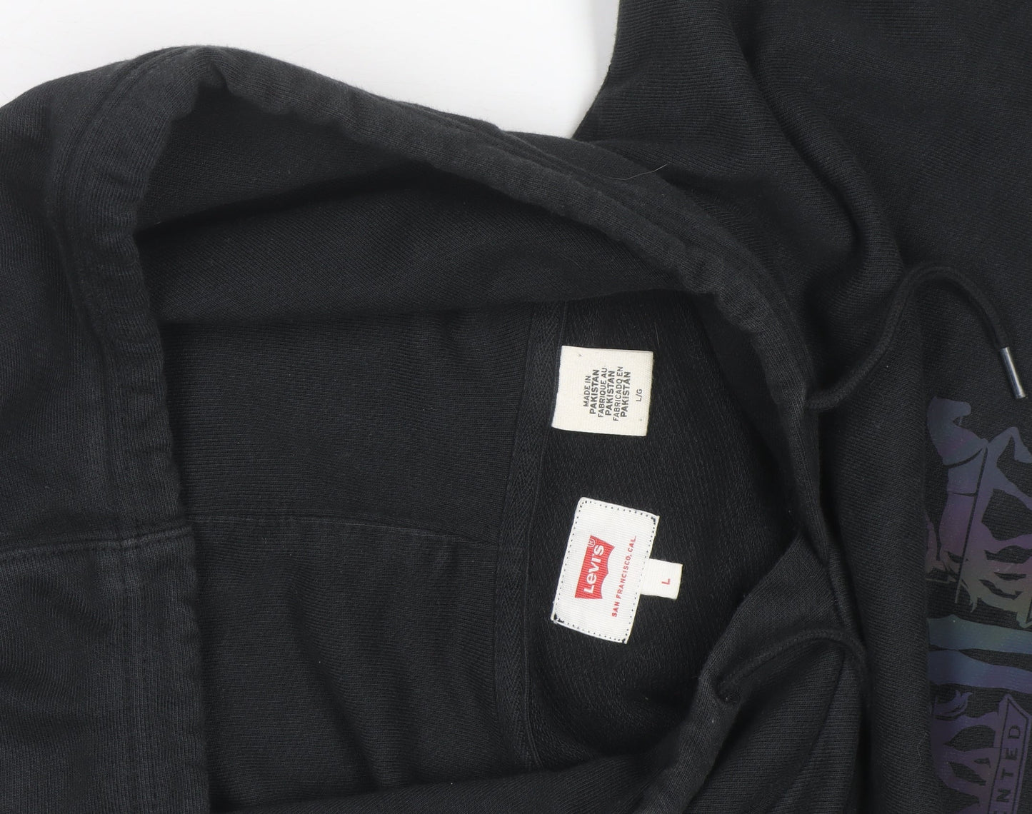 Levi's Men's Black Pullover Hoodie L Regular Fit Graphic Fleece