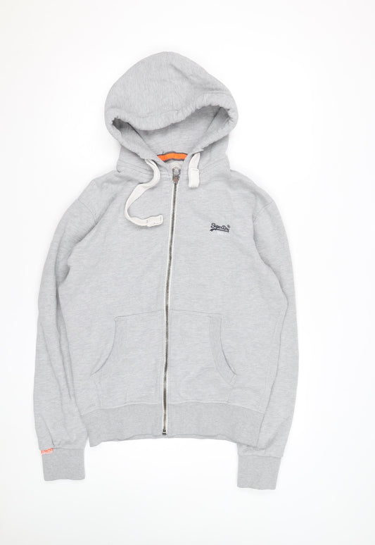Superdry Men’s Grey Full Zip Hoodie M Orange Label Fleece
